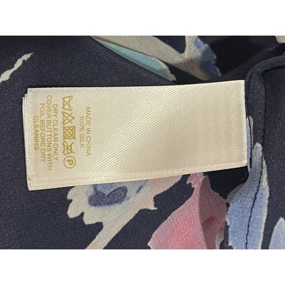 Kate Spade Reade Watercolor Floral Self Tie Silk Long Sleeve Blouse XSmall - Picture 10 of 10